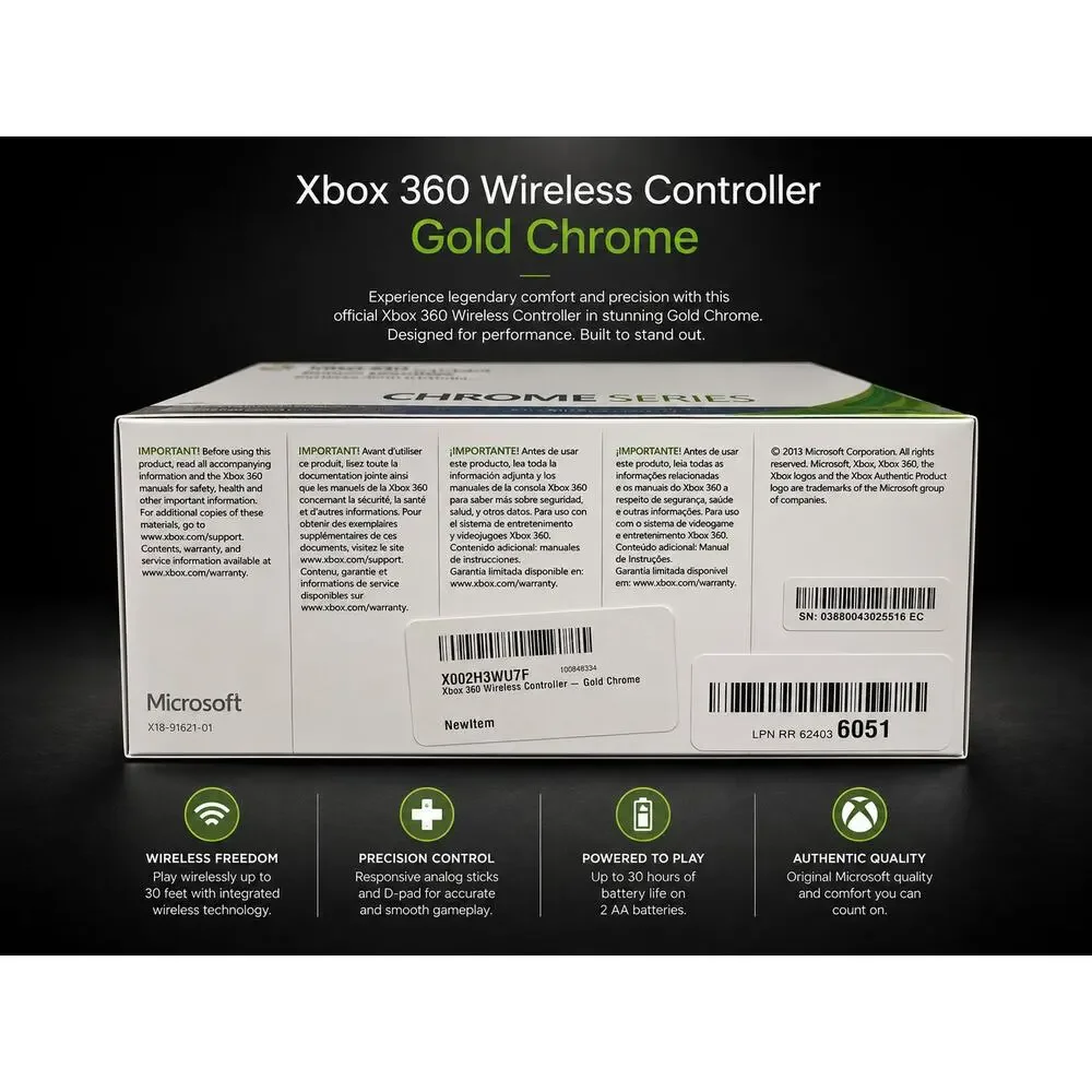 Xbox 360 Chrome Series Gold Wireless Controller – Special Edition